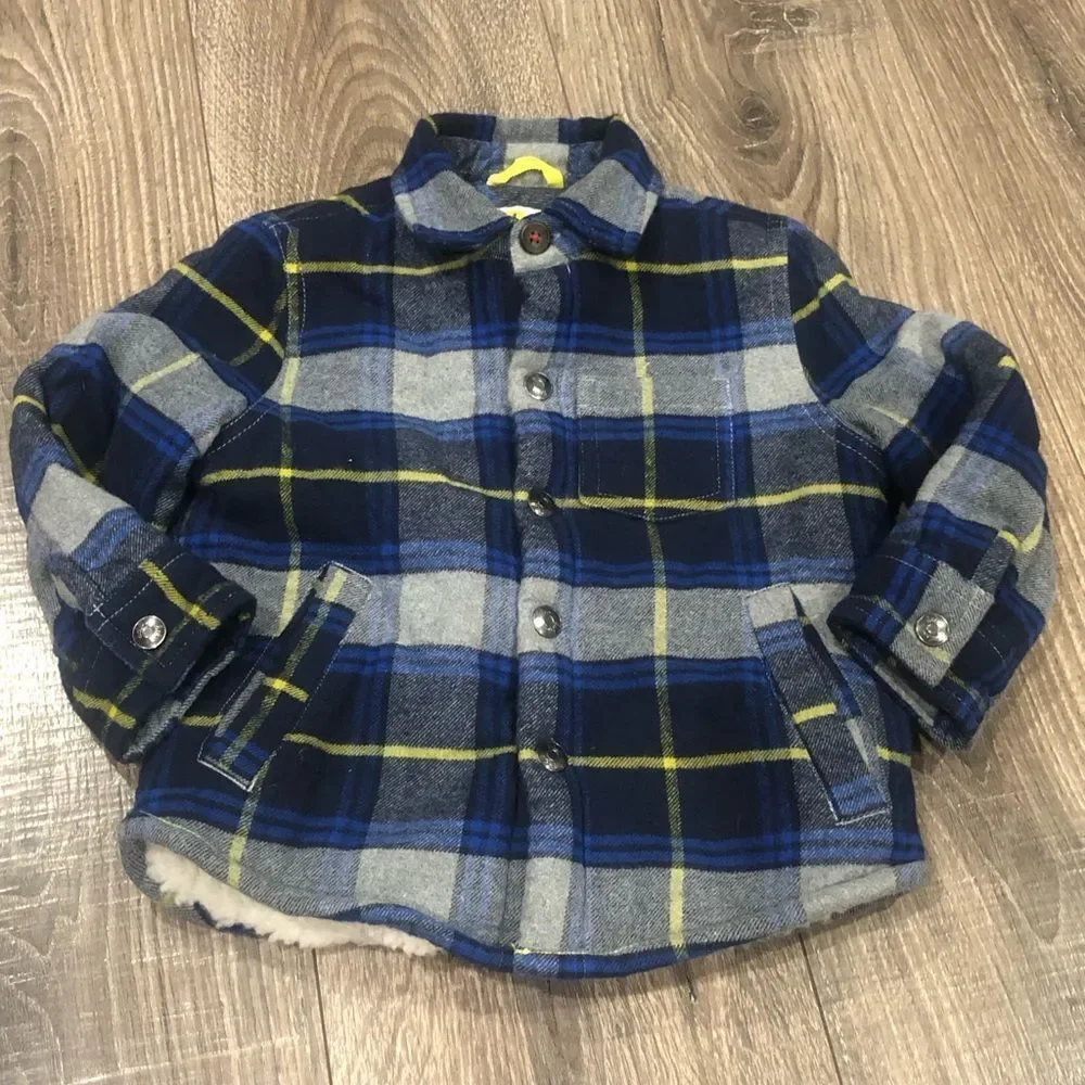 Boys Boden Jacket Size 2-3 years old Navy and Gray Plaid Kids Jacket